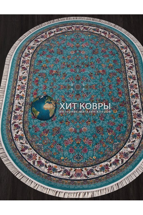 Иранский ковер Tehran 7513 Голубой овал